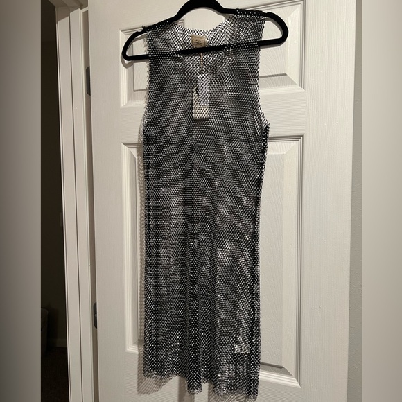 Sterling & Stitch Rhinestone Mesh Tunic Tank Top - Picture 2 of 6